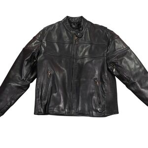 VTG Moto Mod Cafe Racer Leather Jacket Womens M Black Thinsulate Liner Biker YKK